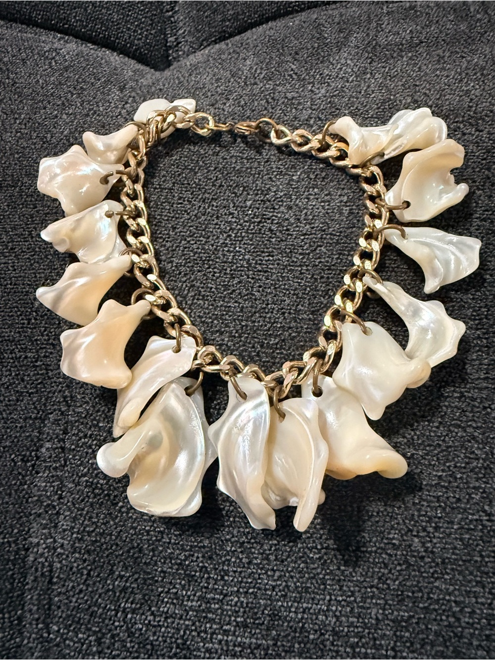 Bracelet with mother of  Pearl-Like Petal Charms